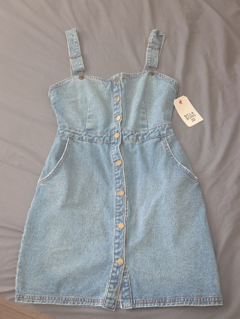 Billabong Light Blue Denim Button-Front Sundress